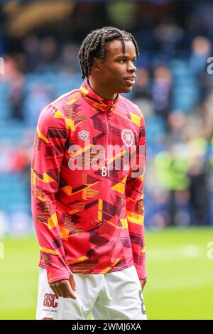 DEXTER LEMBIKISA, joueur de football professionnel, joue pour l'équipe de football Heart of Midlothian en première Division écossaise. Banque D'Images