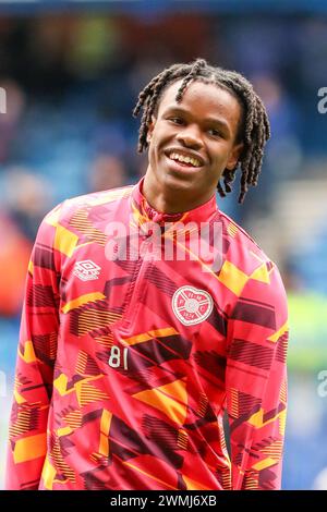 DEXTER LEMBIKISA, joueur de football professionnel, joue pour l'équipe de football Heart of Midlothian en première Division écossaise. Banque D'Images