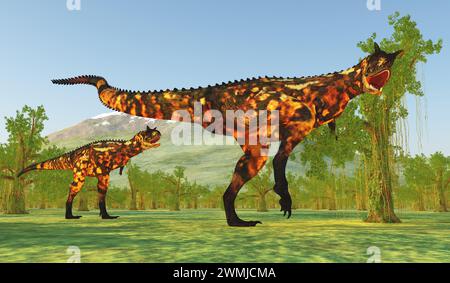 Carnotaurus était un dinosaure théropode carnivore qui vivait en Argentine pendant la période du Crétacé. Banque D'Images