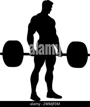 Bodybuilder soulevant une Barbell Silhouette. illustration vectorielle Illustration de Vecteur