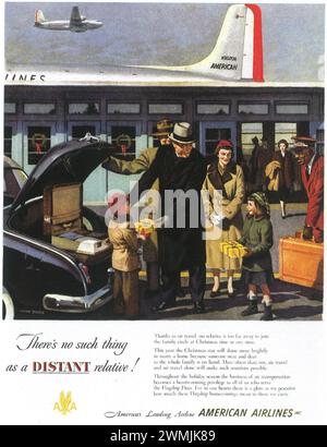 1950 American Airlines Print ad : rien de tel que lointain parent Banque D'Images