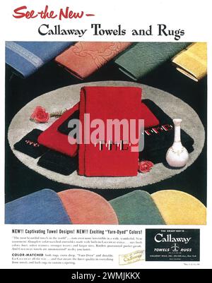 1954 Callaway serviettes et tapis imprimer annonce Banque D'Images
