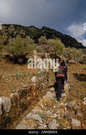 Fossé traditionnel sur la vallée de l'Orient, Majorque, îles Baléares, Espagne Banque D'Images