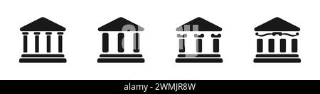 Icônes du bâtiment du théâtre avec des colonnes. Vecteur d'icône de banque d'affaires. Ensemble de symboles vectoriels linéaires de centre d'affaires. Concept de construction de paiement. Illustration de Vecteur