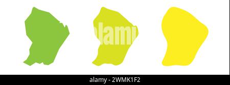 Contour noir Guyane française et silhouettes de pays colorées dans trois niveaux différents de douceur. Cartes simplifiées. Icônes vectorielles isolées sur fond blanc. Illustration de Vecteur