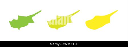 Contour noir de pays chypriote et silhouettes de pays colorées dans trois niveaux différents de douceur. Cartes simplifiées. Icônes vectorielles isolées sur fond blanc. Illustration de Vecteur