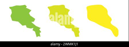 Contour noir de pays d'Arménie et silhouettes de pays colorées dans trois niveaux différents de douceur. Cartes simplifiées. Icônes vectorielles isolées sur fond blanc. Illustration de Vecteur