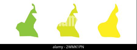 Contour noir pays Cameroun et silhouettes pays colorées dans trois niveaux différents de douceur. Cartes simplifiées. Icônes vectorielles isolées sur fond blanc. Illustration de Vecteur