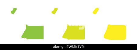 Contour noir de pays de Guinée équatoriale et silhouettes de pays colorées dans trois niveaux différents de douceur. Cartes simplifiées. Icônes vectorielles isolées sur fond blanc. Illustration de Vecteur