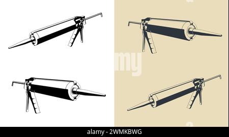Illustrations vectorielles stylisées du pistolet à calfeutrer Illustration de Vecteur