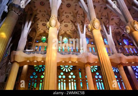 A l'intérieur de la Sagrada Familia, Barcelone Banque D'Images