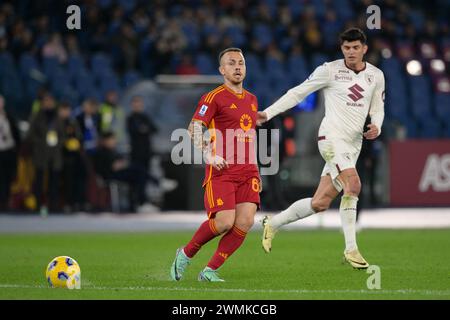 Rome, Italie. 26 février 2024, Stadio Olimpico, Roma, Italie ; Serie A Football; Roma versus Torino ; Angelino of AS Roma Credit : Roberto Ramaccia/Alamy Live News Banque D'Images