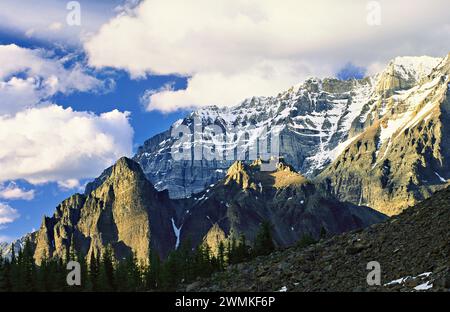 Vue panoramique des montagnes Rocheuses enneigées dans le parc national Yoho ; Colombie-Britannique, Canada Banque D'Images