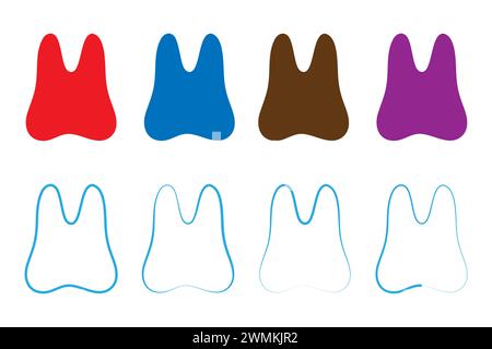 Collection d'icônes de dents dans des vecteurs de style plat et au trait. Illustration de Vecteur