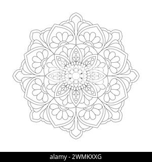 Fleur abstraite de mandala pour la page de livre de coloriage, fichier vectoriel Illustration de Vecteur