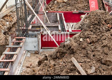 travaux de base d'un site de construction d'une maison neuve Banque D'Images