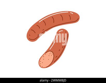 Saucisse au curry grillée.barbecue food.illustration vectorielle dans le style de dessin animé Illustration de Vecteur