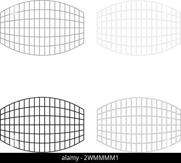 Rectangle dans la grille de projection à damier ensemble icône gris noir couleur illustration vectorielle image simple remplissage plein contour ligne de contour mince style plat Illustration de Vecteur