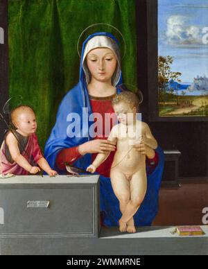 Antonio de Solario peinture, la Vierge à l'enfant avec Saint Jean, huile sur toile transférée de bois, 1500-1510 Banque D'Images