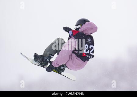 Nagano, Japon. 27 février 2024. Hanon Tsuchiya Snowboarding : COWDAY Slopestyle 2024 chaud féminin de Slopestyle au Hakuba47 Winter Sports Park à Nagano, Japon . Crédit : AFLO SPORT/Alamy Live News Banque D'Images