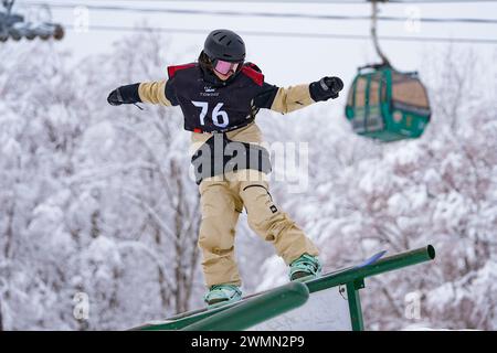 Nagano, Japon. 27 février 2024. Yui Kotani Snowboarding : COWDAY Slopestyle 2024 chaud féminin de slopestyle au parc de sports d'hiver Hakuba47 à Nagano, Japon . Crédit : AFLO SPORT/Alamy Live News Banque D'Images