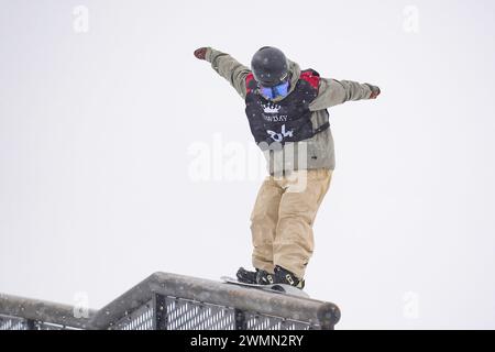 Nagano, Japon. 27 février 2024. Kohaku Kato Snowboarding : COWDAY Slopestyle Heat 2024 Women's Slopestyle au Hakuba47 Winter Sports Park à Nagano, Japon . Crédit : AFLO SPORT/Alamy Live News Banque D'Images