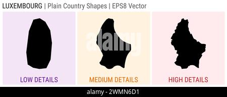 Luxembourg - forme de pays simple. Cartes détaillées basses, moyennes et hautes du Luxembourg. Illustration vectorielle EPS8. Illustration de Vecteur