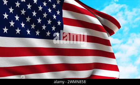 Gros plan du drapeau américain des États-Unis agitant dans le vent Banque D'Images