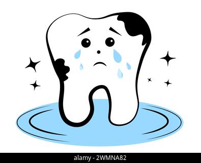 Dents pleurant sur fond blanc Illustration de Vecteur
