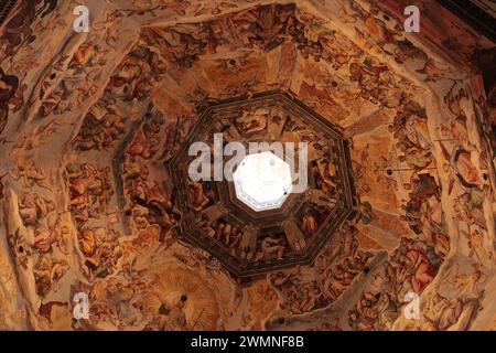 Un détail de la fresque de Vasari sous le dôme Brunelleschi, Florence Banque D'Images