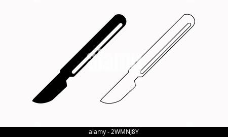 Illustration isolée vectorielle d'une icône scalpel de signe, icône plate noire Illustration de Vecteur