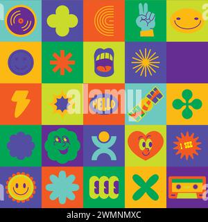 Joyeux Emojis Seamless Pattern Illustration de Vecteur