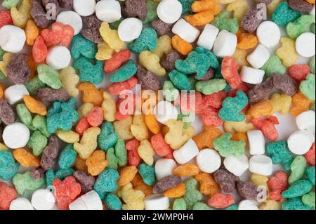 Croustillant cornflakes colorés macro de fond vue rapprochée Banque D'Images
