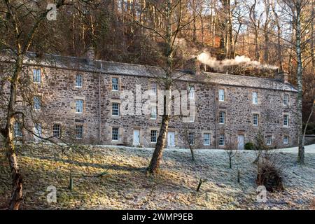 Village de New Lanark et chutes de Clyde Banque D'Images