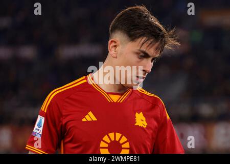 Paulo Dybala de Roma réagit lors du match de football de Serie A EN TANT QUE Roma - Torino FC Stadio Olimpico le 25 février 2024 à Rome, Italie. Banque D'Images