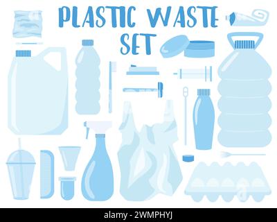 Ensemble d'objets en plastique Illustration de Vecteur