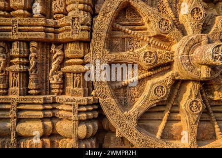 Le Temple du Soleil à Konark un temple hindou dans l'état indien d'Orissa / Odisha il est dédié au Dieu du Soleil hindou Surya, Banque D'Images