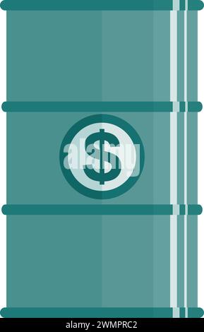 Baril en métal avec icône de signe dollar. Illustration de Vecteur