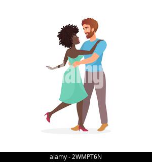 Danse de couple heureux, danse d'amour romantique de personnages masculins et féminins illustration vectorielle Illustration de Vecteur