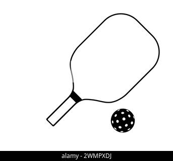 Icône de ligne de pagaie de Pickleball avec balle. Symbole Pickleball. Illustration vectorielle Illustration de Vecteur