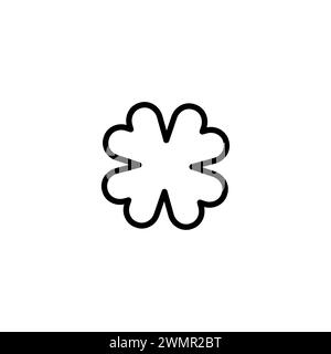 Icône de trèfle à quatre feuilles. Illustration vectorielle de la Saint Patrick sur fond isolé blanc. Forme de fleur. Banque D'Images