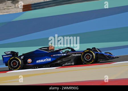Sakhir, Bahreïn. 22 février 2024. BAHREÏN, Sakhir, 22 février : #2, Logan Sargeant, USA, Williams Racing, Team Williams F1 au cours de la deuxième journée des essais de F1 sur le circuit international de Bahreïn le 22 février 2024 à Bahreïn, essais d'avant-saison de formule 1, photo et copyright Jerry ANDRE/ATP images (ANDRE Jerry/ATP/SPP) crédit : SPP Sport Press photo. /Alamy Live News Banque D'Images