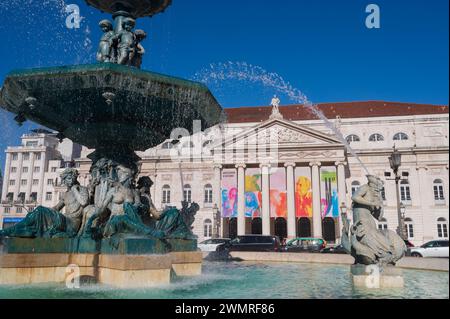 Teatro Nacional Dona Maria II, théâtre national du Portugal Banque D'Images