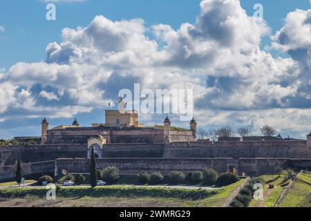 Vue de la forteresse de Santa Luzia, Elvas, Portugal. Ville frontalière de garnison d'Elvas et ses fortifications Banque D'Images