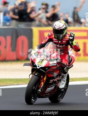 Alvaro Bautista d'Espagne sur le Racing Aruba.it - Ducati Ducati Panigale V4R lors des Championnats du monde de Superbike Motul FIM d'Australie. Banque D'Images