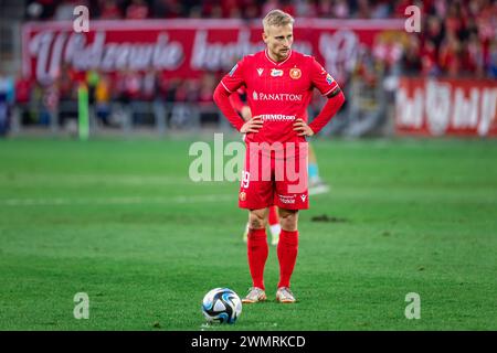 Bartlomiej Pawlowski de Widzew vu en action lors du match de la Ligue polonaise PKO Ekstraklasa entre Widzew Lodz et Gornik Zabrze au stade municipal de Widzew Lodz. Score final : Widzew Lodz vs Gornik Zabrze 3:1. Banque D'Images