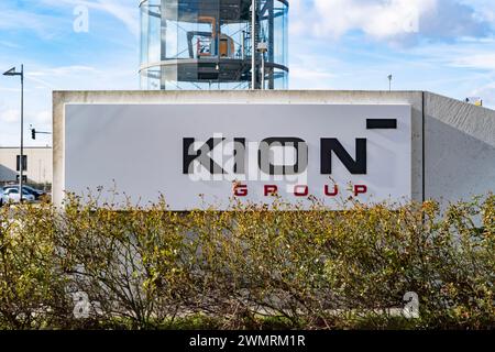 Holding KION Company Building, KION GROUP AG, équipement du fabricant allemand, véhicules automoteurs pour saisir, soulever, déplacer, empiler, se rendre dans un quar Banque D'Images