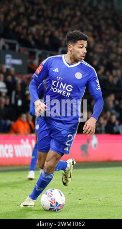 Vitality Stadium, Boscombe, Dorset, Royaume-Uni. 27 février 2024. FA Cup Fifth Round Football, AFC Bournemouth contre Leicester City ; James Justin de Leicester City crédit : action plus Sports/Alamy Live News Banque D'Images