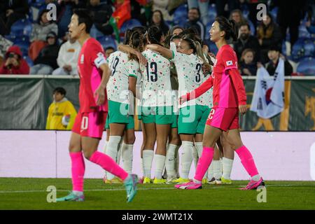 Estoril, Portugal. 27 février 2024. Joueuses portugaises en action lors d'un match amical entre le Portugal et la Corée du Sud à l'Estadio Antonio Coimbra da Mota.score final : Portugal 5:1 Corée du Sud (photo Bruno de Carvalho/SOPA images/Sipa USA) crédit : Sipa USA/Alamy Live News Banque D'Images