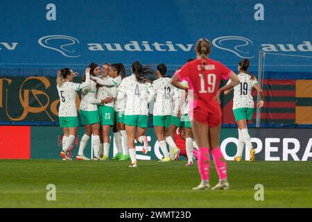 Estoril, Portugal. 27 février 2024. Joueuses portugaises en action lors d'un match amical entre le Portugal et la Corée du Sud à l'Estadio Antonio Coimbra da Mota.score final : Portugal 5:1 Corée du Sud (photo Bruno de Carvalho/SOPA images/Sipa USA) crédit : Sipa USA/Alamy Live News Banque D'Images